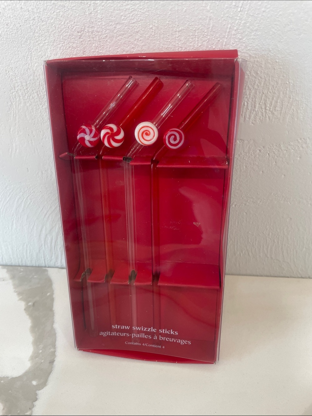 Pier 1 Red glass Drink Stir Sticks